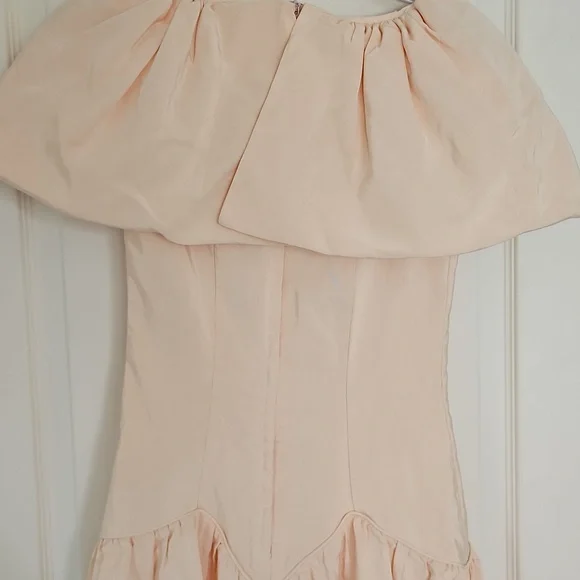 Vintage Handmade 80s Prom Peach Taffeta Party Dress - Picture 5 of 15